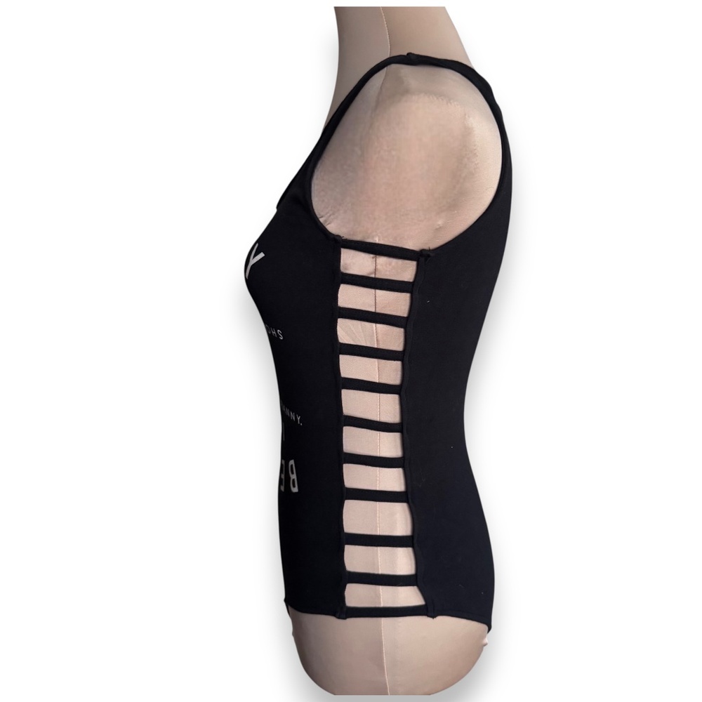 FOREVER 21 Black “Beauty Is A Short-Lived Tyranny” Strappy Side Bodysuit Size S - Picture 4 of 9